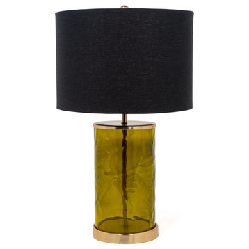 Klara 22" Green Glass Table Lamp With Black Shade