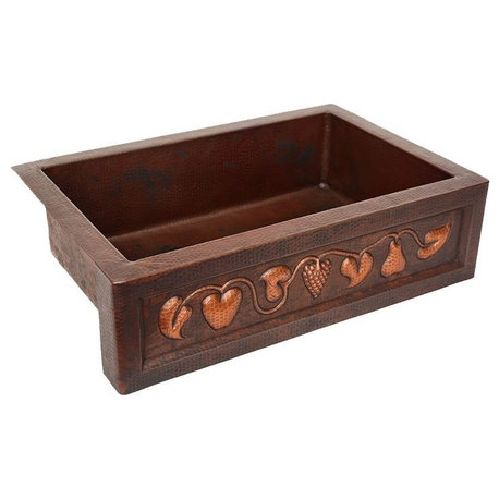 33" Single Well Copper Farmhouse Kitchen Sink - Fruit by SoLuna