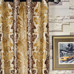 Halo Embroidered Vase Damask Eyelet Dupioni Curtains 4 Colors - Curtains