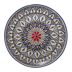 Le Souk Ceramique - Round Stoneware Platter Tabarka Design - Serving Dishes And Platters