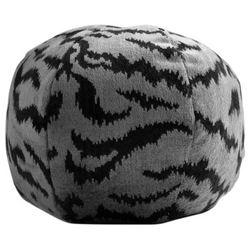 Tigre Sphere Pillow, Silver & Black, 12" Diameter