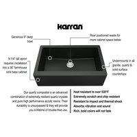 Karran All-in-One Farmhouse Quartz 34" Single Bowl Sink, Black With Faucet