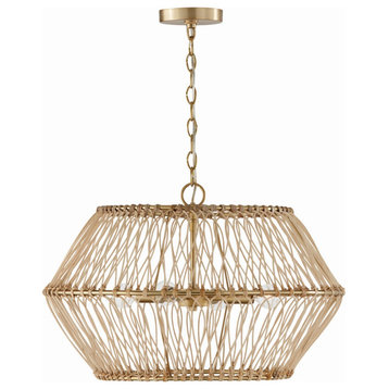 Wren Four Light Pendant, Matte Brass