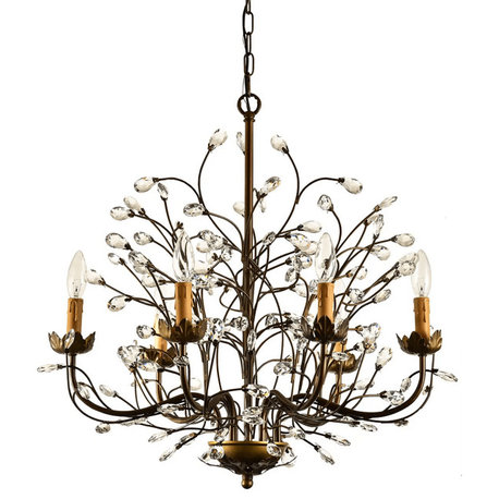 Silvia Antique Bronze 6-light Crystal and Iron Chandelier