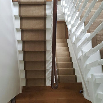 Supplying & Installing Brown Carpet With Brown Border to Stairs