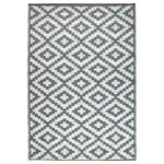 Green Decore - Lightweight Indoor/Outdoor Reversible Plastic Rug Nirvana, Grey / White, 9x12 Ft - Easy to clean Resistant to moisture and can simply be wiped clean, Made from recycled plastic.