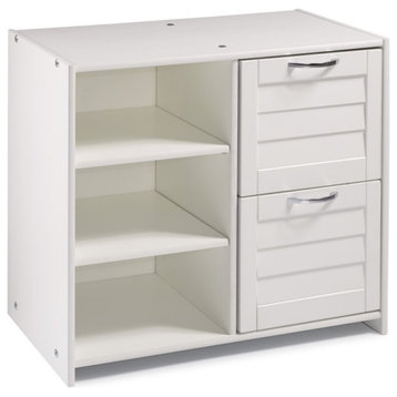 Donco Kids Louver 3 Shelf 2 Drawer Wooden Chest in White