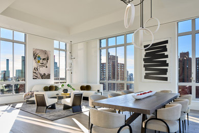 Large minimalist dining room photo in New York