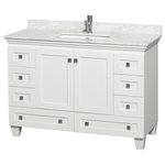 Wyndham Collection - Acclaim 48" Single Bathroom Vanity - Wyndham Collection Acclaim 48" Single Bathroom Vanity in White, White Carrera Marble Countertop, Undermount Square Sink, and No Mirror
