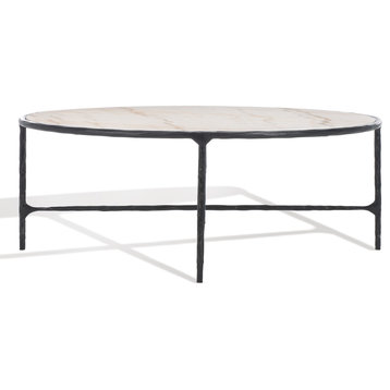 Safavieh Couture Jessa Oval Metal Coffee Table, Black/White