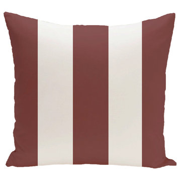 Awning Stripe Stripe Print Outdoor Pillow, Mahogany, 18"x18"