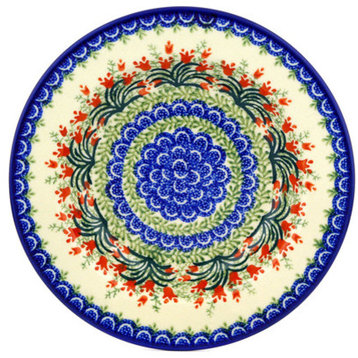 Polish Pottery 9" Stoneware Pasta Bowl Hand-Decorated Design