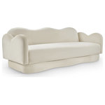 Meridian Furniture - Bloom Upholstered Sofa, Cream, Velvet - Indulge in the allure of the Cream Velvet Bloom Sofa by Meridian Furniture. Its captivating design and luxurious Cream Velvet elevate any space with effortless elegance. Crafted with precision and durability in mind, this stunning piece becomes the focal point of gatherings, fostering moments of connection and warmth. Embrace sophistication and style with the Bloom Sofa, a testament to exquisite taste and timeless beauty.