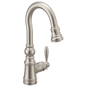Moen One-Handle Pulldown Bar Faucet Spot Resist Stainless, S53004SRS