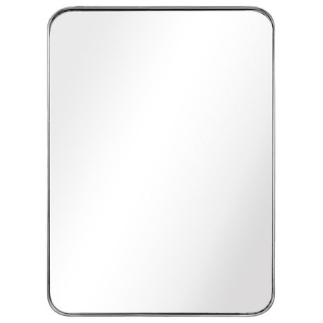 Ultra Stainless Steel Rectangular Wall Mirror, Silver, 22"x30", Polished