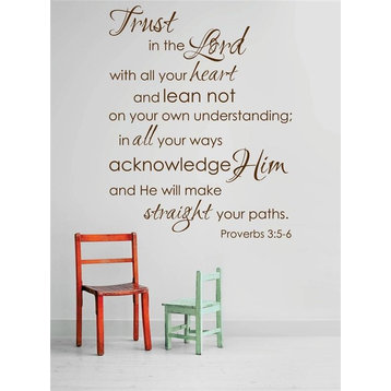 Decal Wall Trust In The Lord With All Your Heart Proverbs 3:5-6, Brown