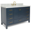 Ariel Cambridge 55" Oval Sink Midnight Blue Vanity Carrara White Top, No Mirror