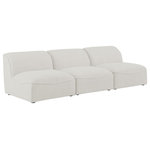 Meridian Furniture - Miramar Linen Textured Fabric Upholstered 3-Piece Modular Sofa, Cream - Unwind and let your cares float away while you're curled up in the welcoming confines of this Miramar Modular Sofa. This sophisticated modular sofa is made from premium materials with a solid frame that ensures durability and long-lasting service life. The soft cream linen textured upholstery on this modular sofa makes it feel super indulgent against the skin. Pair this sofa with other items in the Miramar collection for a complete lookthe latches underneath make pairing a snap.