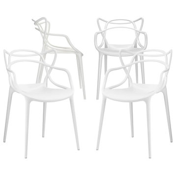 Monte Dining Chair, White, 4-Pack