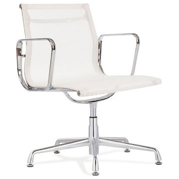 Reception Chairs No Wheels Mesh Conference Chair White (Set of 2)