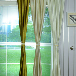 Hotham Beige and Yellow Plain Ready Made Velvet Curtains and Fabrics - Curtains