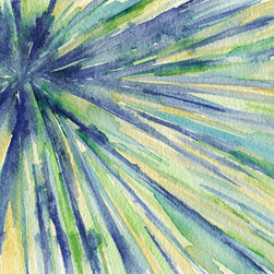 Blue Yellow Green Starburst Abstract Painting - Fine Art Prints