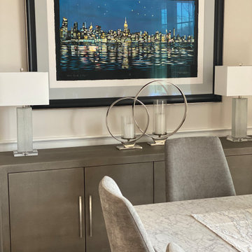 Modern buffet table and table lamps