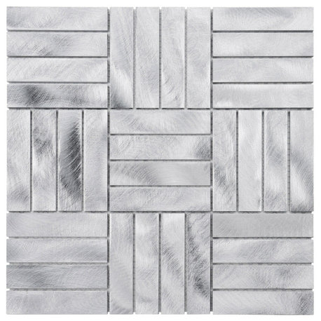 Modket Aluminum Metallic Metal Parquet Mosaic Tile Kitchen Backsplash TDH273AL