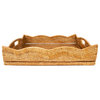 Artifacts Rattan™ Scallop Collection Square Tray With Cutout Handles, Honey Brown, 20"x20"x4.5"
