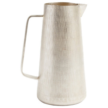 Miles Etched Metal Pitcher, Matte Silver
