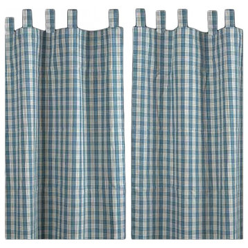 Curtains Blue 100% Cotton Panels 84" x 90" |