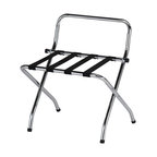 Contemporary Foldable 24-Inch Bess Chrome & Black Metal Luggage Rack Stand