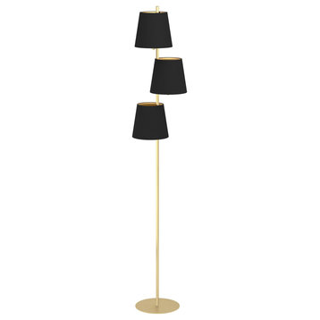 Almeida 2, 3 Light Floor Lamp, Brushed Brass Finish