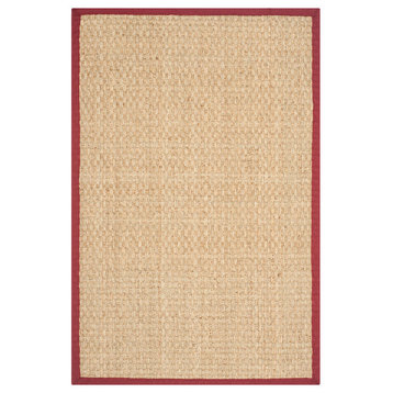 Safavieh Natural Fiber Collection NF114 Rug, Natural/Red, 2'6" X 4'