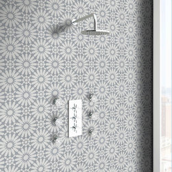 Moroccan Mosaic and Tile House - 8"x8" Alhambra Handmade Cement Tile, White/Gray, Set of 12 - Wall And Floor Tile