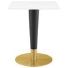 Zinque 24" Square Dining Table, Gold White
