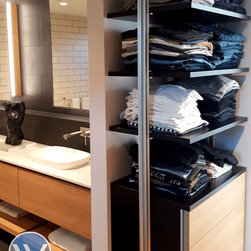 Elite Wardrobe in Black & Wood Grain - Storage and Organisation