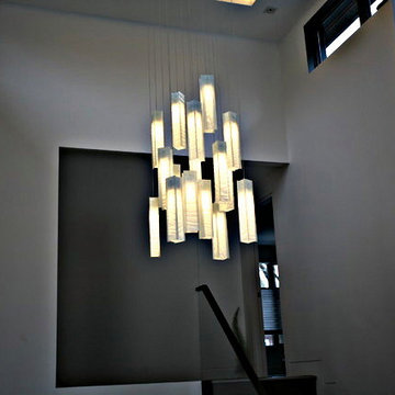 CONTEMPORARY FOYER LIGHTING, MODERN ENTRY CHANDELIER FOR HIGH CEILING FOYER