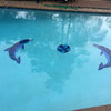 Facing Dolphins Ceramic Swimming Pool Mosaic 20"x9", Blue