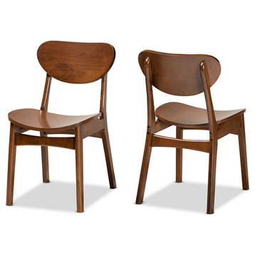 Kobell Mid-Century Modern Walnut Brown Wood Dining Chair, Set of 2