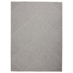 Nourison - Nourison Palamos Modern Farmhouse Grey 4' x 6' Indoor Outdoor Area Rug - Enliven your home or special outdoor space with the curve appeal of this Palamos area rug! Bold geometric lines swirl across it, in a lively diamond-and-curlicue design. Texturally enhanced with high-low pile, in a harmony of soft greys.