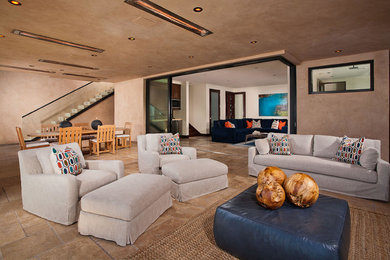 Example of a beach style living room design in Orange County