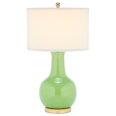 Safavieh White Ceramic Paris Lamp, Green