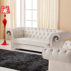Genuine Italian Leather Sofa with Rhinestones - ESF Furniture - Sofas