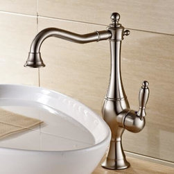Antique Classic Nickel Brushed Single Handle Bathroom Sink Faucet TA015N - Bathroom Sink Faucets