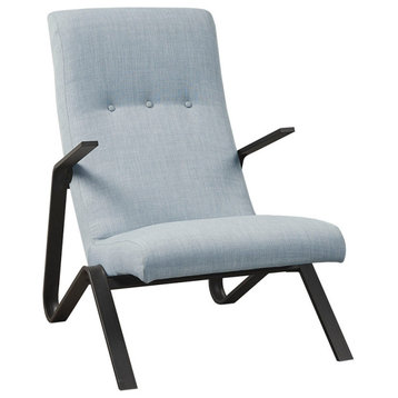 Martha Stewart Contemporary Low Height Metal Base Accent Chair, Blue
