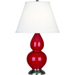Robert Abbey - Robert Abbey RR12X Small Double Gourd - One Light Table Lamp - Shade Included: TRUE  Cord Color: Silver  Base Dimension: 5.25 x 1.63Small Double Gourd One Light Table Lamp Ruby Red Glazed/Antique Silver Pearl Dupoini Fabric Shade *UL Approved: YES *Energy Star Qualified: n/a  *ADA Certified: n/a  *Number of Lights: Lamp: 1-*Wattage:150w E26 Medium Base bulb(s) *Bulb Included:No *Bulb Type:E26 Medium Base *Finish Type:Ruby Red Glazed/Antique Silver