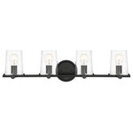 Designers Fountain - Designers Fountain 95804-MB Matteson - Four Light Bath Bar - Warranty: 1 Year  Shade Included: Yes  Dimable: YesMatteson Four Light Bath Bar Matte Black Clear Seedy GlassUL: Suitable for damp locations, *Energy Star Qualified: n/a  *ADA Certified: n/a  *Number of Lights: Lamp: 4-*Wattage:60w Medium Base bulb(s) *Bulb Included:No *Bulb Type:Medium Base *Finish Type:Matte Black