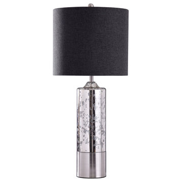Marbella Table Lamp Mercury Glass Finish on Glass and Metal Base Black Shade