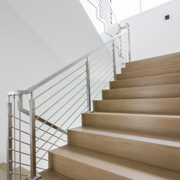75_Modern Stairway: White Oak & Stainless Steel Balustrade, McLean VA 22101